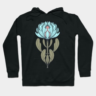 Blue Protea Flower Line Drawing Hoodie